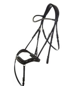 Оголовье анатомическое LeatherArt с поводом, чёрное