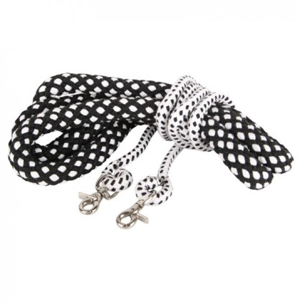 Лонжа HarrysHorse мягкая, чёрная с белым