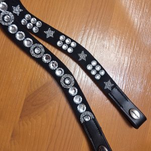 Налобник кожаный фигурный LeatherArt стразы и рисунок круг