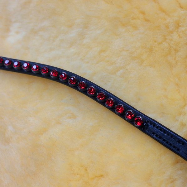 Налобник кожаный фигурный LeatherArt с красными кристаллами