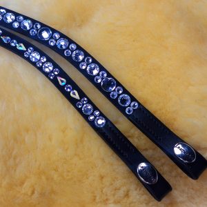 Налобник кожаный фигурный LeatherArt с кристаллами круглые+капли