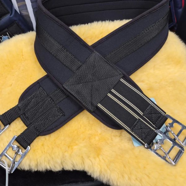 Подпруга неопреновая Horse Comfort на резинках с одной стороны, чёрная